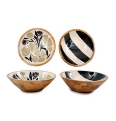 25cm Stripe/Flower Bowls 2/a