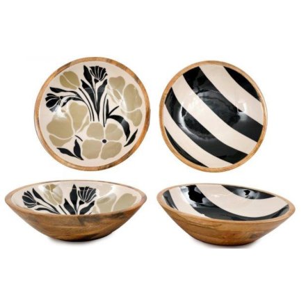 Stripe and Floral Enamel Bowls, 30cm