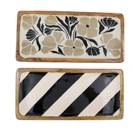 Monochrome Enamel Trays, 40cm