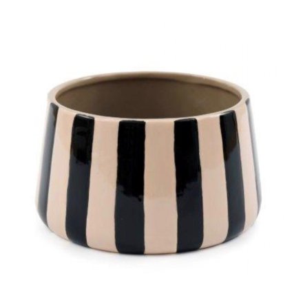 13.5cm Black Stripe Planter 