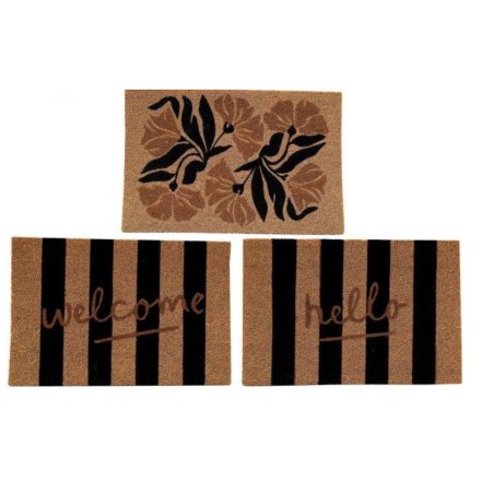 3/a Neutral Black Striped Doormats