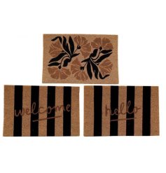 Neutral Black Striped Doormats 3/a
