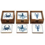 A gorgeous set of 4 coastal coasters in 3 assorted designs. 