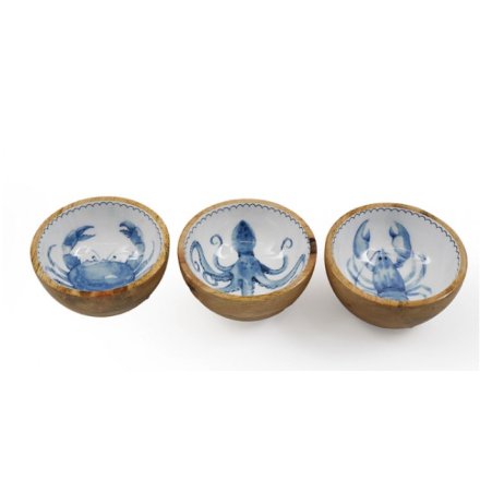 3A Wooden Sea Life Bowl, 11cm