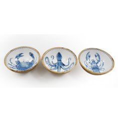 17.5cm Wooden Sealife Enamel Bowl 3.a