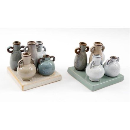 5pc Mini Urns On Plaque 2/a