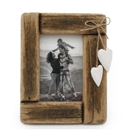 4x6" Wooden Photo Frame W/hearts