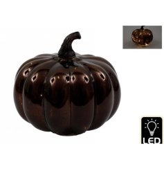 Brown Glass LED Pumpkin