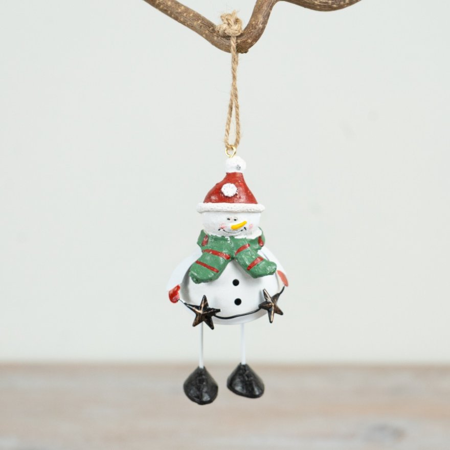 Snowman W/ Dangly Legs on Jute, 11cm
