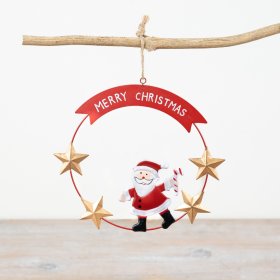 Add festive charm to your Christmas decor with this red and gold circular Christmas hanger 