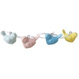 A lovely assortment of 4 hanging birds in pastel colours.