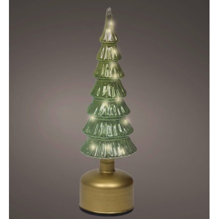 Glass Indoor LED Rotating Tree, 33cm 