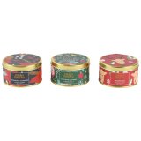 Warm your home with festive scents of mistletoe and amberwood in elegant tins