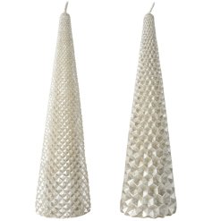 Silver Metallic & Glitter Candles 2/a