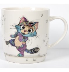 cute colourful bug art kitten mug 