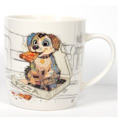 Adorable pup meets charming bug art in this cute mug. Perfect for dog and insect lovers alike! 