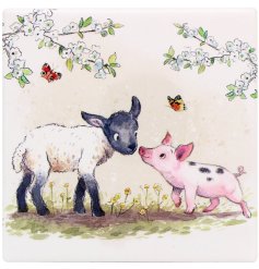 An adorable addition to your home, the Lamb & Piglet Coaster brings countryside charm
