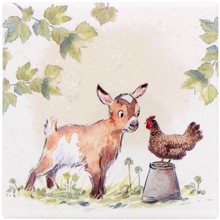 Goat & Hen Coaster, 10cm 