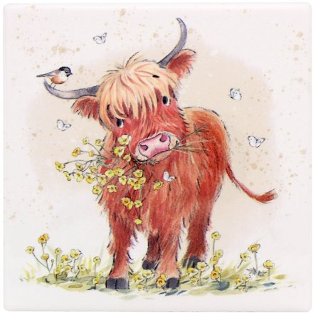 Highland Cow Coaster, 10cm 