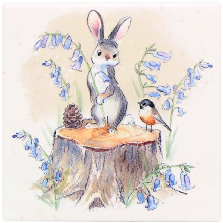 Hare & Bird Coaster, 10cm 