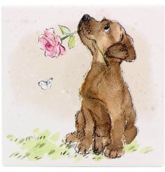 Add a touch of charm and elegance to your home with our Dog With Rose Coaster - the perfect gift for any dog lover
