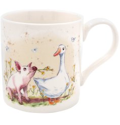 Start your day off with a touch of whimsy thanks to the charming Pig & Duck Mug!