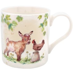 Escape to the countryside with every sip, thanks to our charming Goat & Hen Mug. 