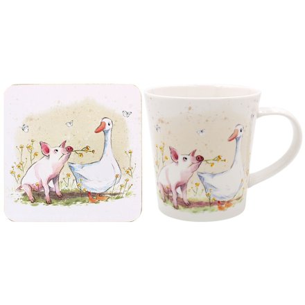 Pig & Duck Mug & Coaster
