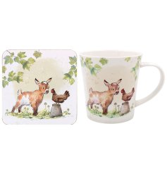 add some sweet signs of the country with this cute coaster and mug set 