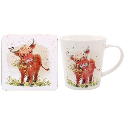 Highland Cow Mug & Coaster
