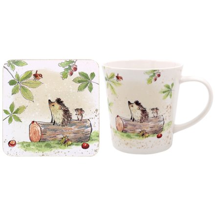 Hedgehog & Mouse Mug & Coaster