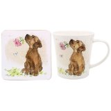 Add a touch of sophisticated charm to your morning routine with our Dog With Rose Mug & Coaster set, 