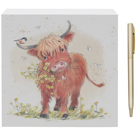 Highland Cow Memo Pad, 14cm 