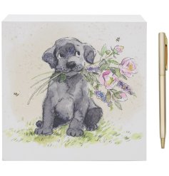 dog with flowers the charming and whimsical memo block