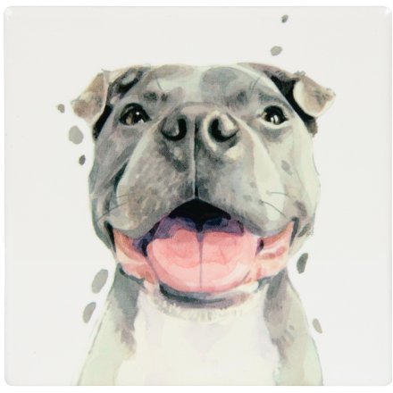 Staffie Coaster, 10cm 