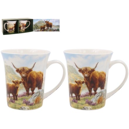 S/2 Highland Cow Mug, 12cm 