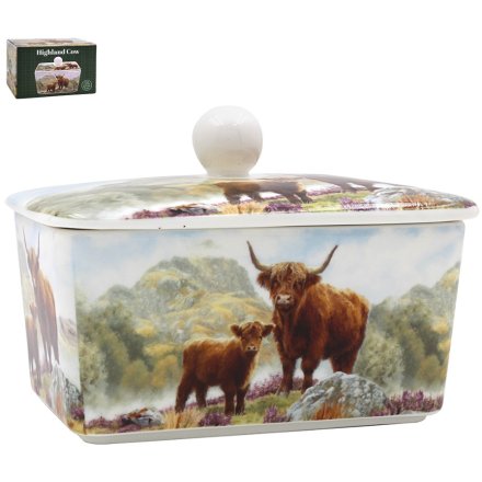 Highland Cow Butter Dish, 16cm 