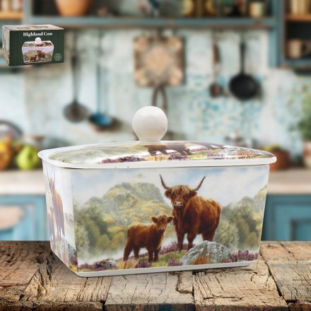 16cm Highland Cow Butter Dish