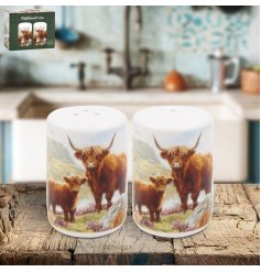 Spice up your meals with our adorable Highland Cow Salt & Pepper Shakers 
