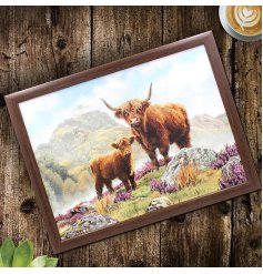 Add a touch of charm and convenience to your evenings with our Highland Cow Laptray 