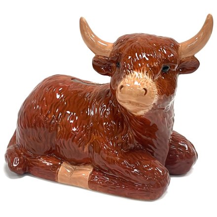 Highland Cow Money Box, 18cm 
