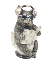 fun frenchie bulldog figure sat on the loo 