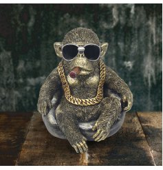 Unleash the wild side of your decor with our Gorilla Chilling Ornament 