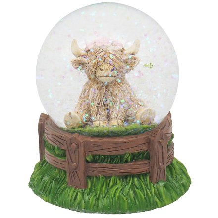 Highland Cow Flower Water Globe