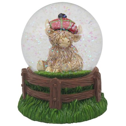 Snow Globe Highland Cow Tartan Cap 