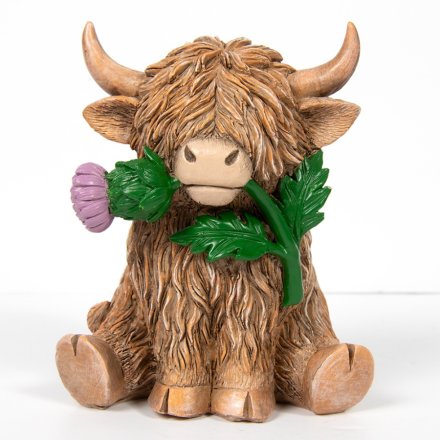 Highland Cow With Thistle Ornament 