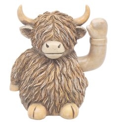 Add some Scottish charm to your home with the adorable Waving Happy Highland Cow!