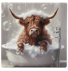 protect work surfaces with this highland cow coaster 