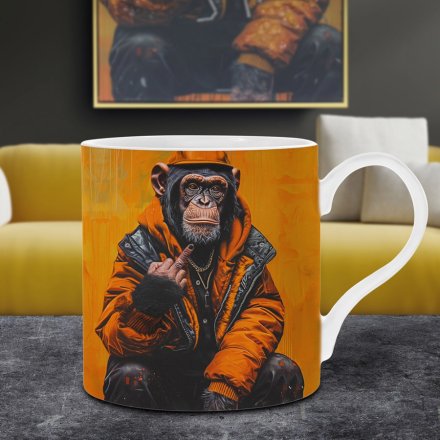 Add some cheeky charm to your morning brew with the Chimp Life Mug 