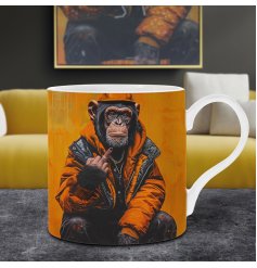 Add some cheeky charm to your morning brew with the Chimp Life Mug 